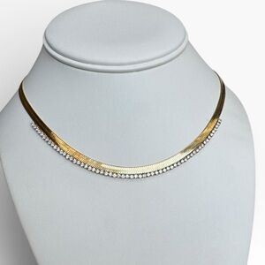 Classy Gold Plated Rhinestone Simple Choker Necklace